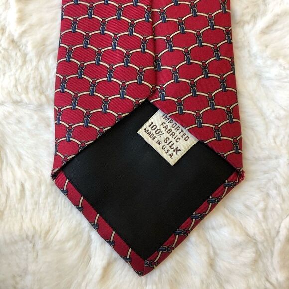 Saks Fifth Ave 100% Silk Red Geometric Tie - Picture 4 of 5